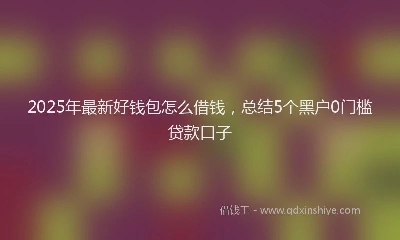 2025年最新好钱包怎么借钱，总结5个黑户0门槛贷款口子