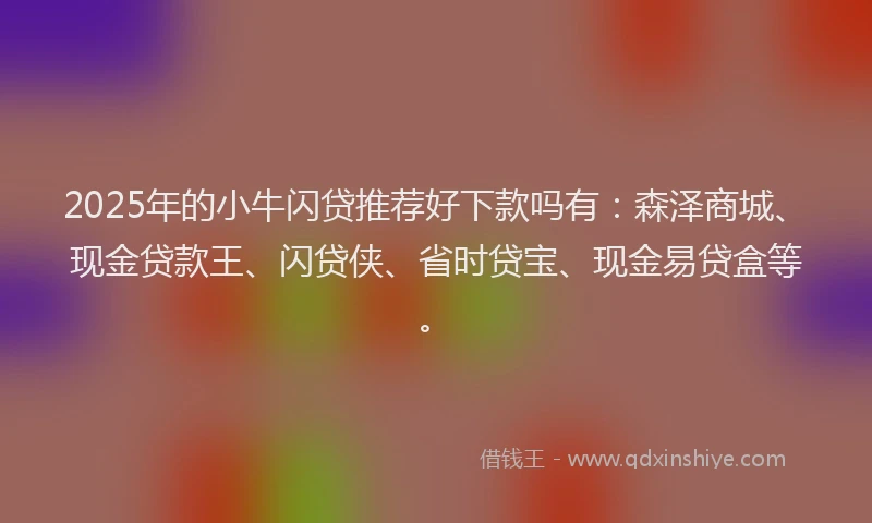 2025年的小牛闪贷推荐好下款吗有：森泽商城、现金贷款王、闪贷侠、省时贷宝、现金易贷盒等。