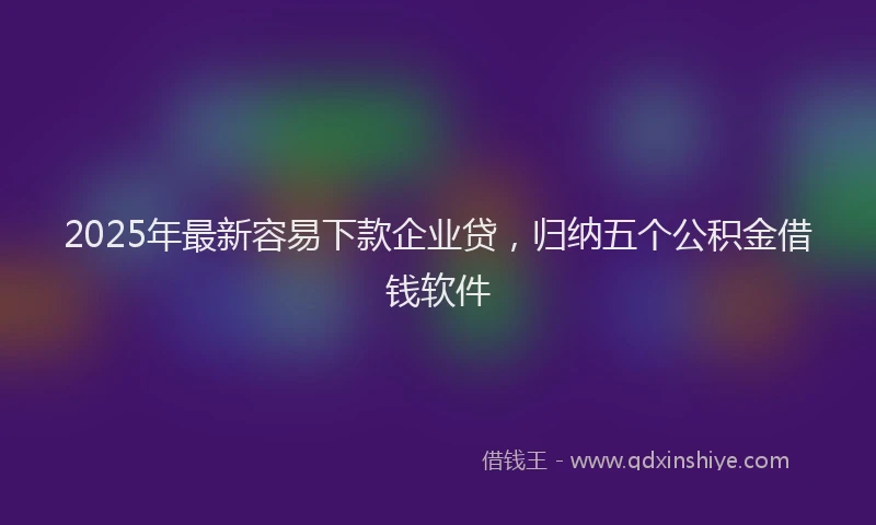 2025年最新容易下款企业贷，归纳五个公积金借钱软件