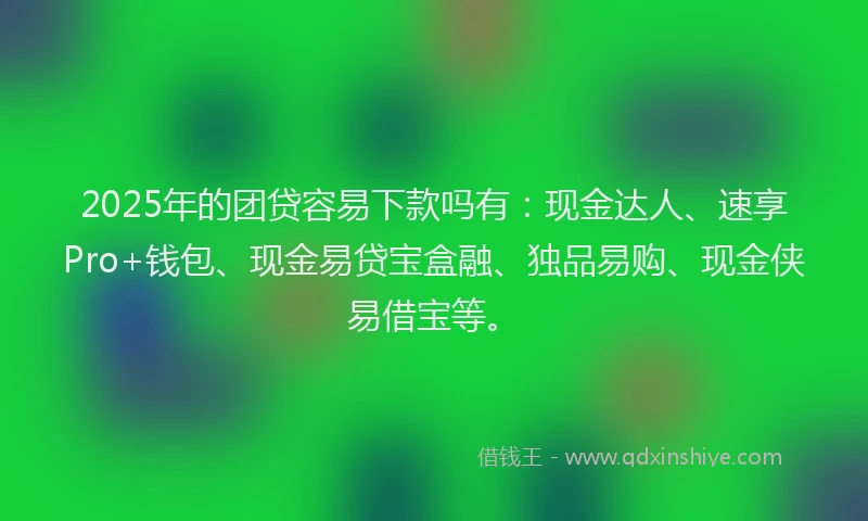 2025年的团贷容易下款吗有：现金达人、速享Pro+钱包、现金易贷宝盒融、独品易购、现金侠易借宝等。