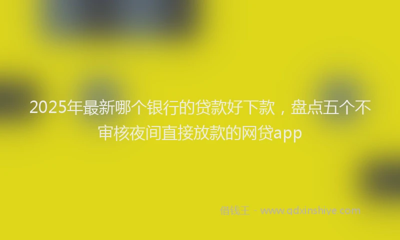 2025年最新哪个银行的贷款好下款，盘点五个不审核夜间直接放款的网贷app