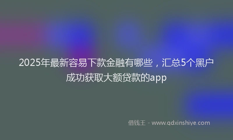 2025年最新容易下款金融有哪些，汇总5个黑户成功获取大额贷款的app