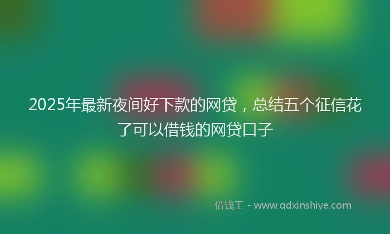 2025年最新夜间好下款的网贷，总结五个征信花了可以借钱的网贷口子