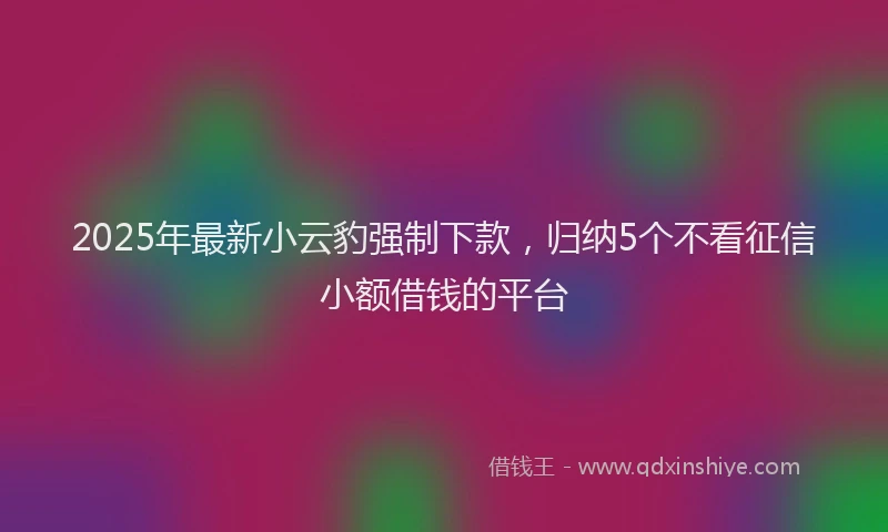 2025年最新小云豹强制下款，归纳5个不看征信小额借钱的平台