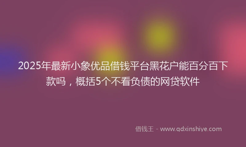 2025年最新小象优品借钱平台黑花户能百分百下款吗，概括5个不看负债的网贷软件