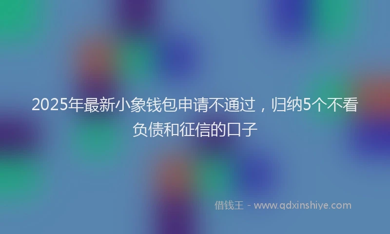 2025年最新小象钱包申请不通过，归纳5个不看负债和征信的口子