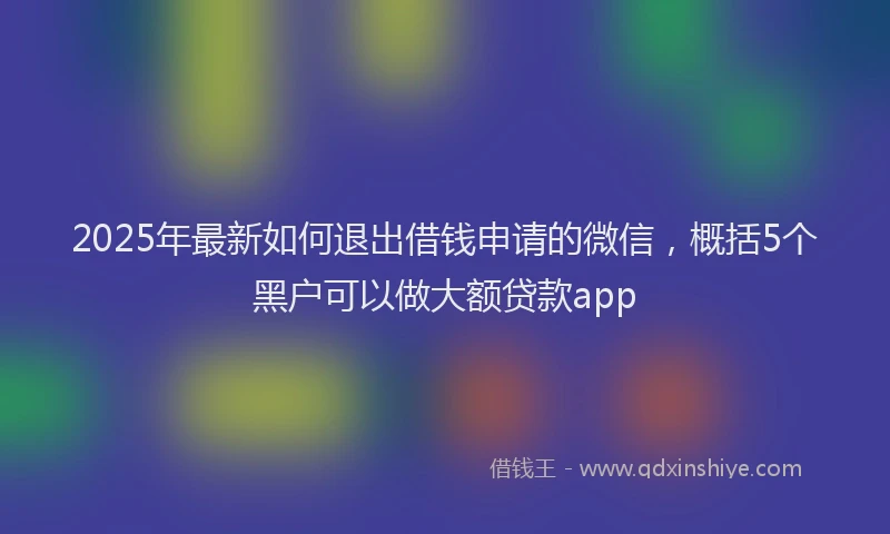 2025年最新如何退出借钱申请的微信，概括5个黑户可以做大额贷款app