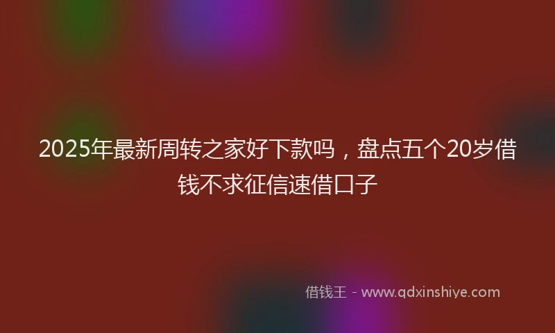 2025年最新周转之家好下款吗，盘点五个20岁借钱不求征信速借口子