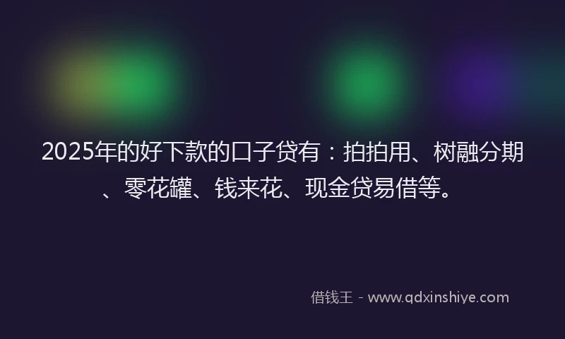 2025年的好下款的口子贷有：拍拍用、树融分期、零花罐、钱来花、现金贷易借等。