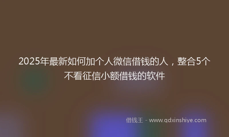 2025年最新如何加个人微信借钱的人，整合5个不看征信小额借钱的软件