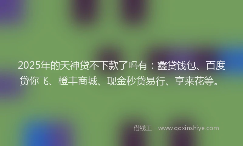2025年的天神贷不下款了吗有：鑫贷钱包、百度贷你飞、橙丰商城、现金秒贷易行、享来花等。
