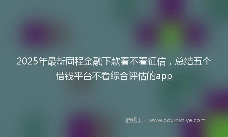 2025年最新同程金融下款看不看征信，总结五个借钱平台不看综合评估的app