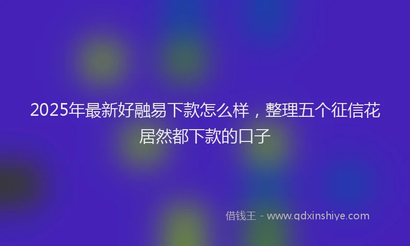 2025年最新好融易下款怎么样，整理五个征信花居然都下款的口子