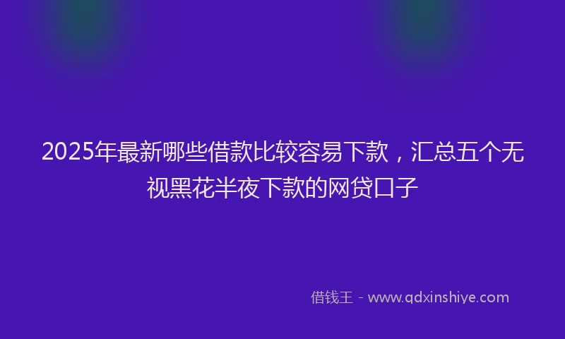 2025年最新哪些借款比较容易下款，汇总五个无视黑花半夜下款的网贷口子
