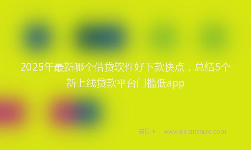 2025年最新哪个借贷软件好下款快点，总结5个新上线贷款平台门槛低app