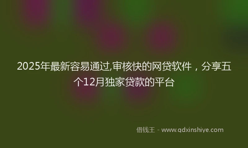 2025年最新容易通过,审核快的网贷软件，分享五个12月独家贷款的平台