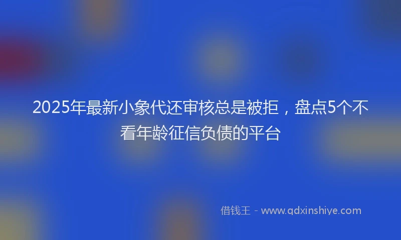 2025年最新小象代还审核总是被拒，盘点5个不看年龄征信负债的平台