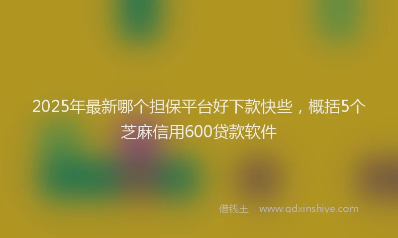 2025年最新哪个担保平台好下款快些,概括5个芝麻信用600贷款软件