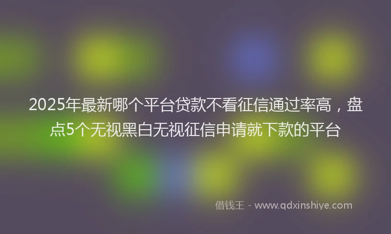 2025年最新哪个平台贷款不看征信通过率高，盘点5个无视黑白无视征信申请就下款的平台