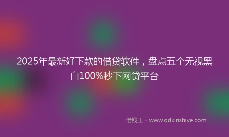 2025年最新好下款的借贷软件，盘点五个无视黑白100%秒下网贷平台