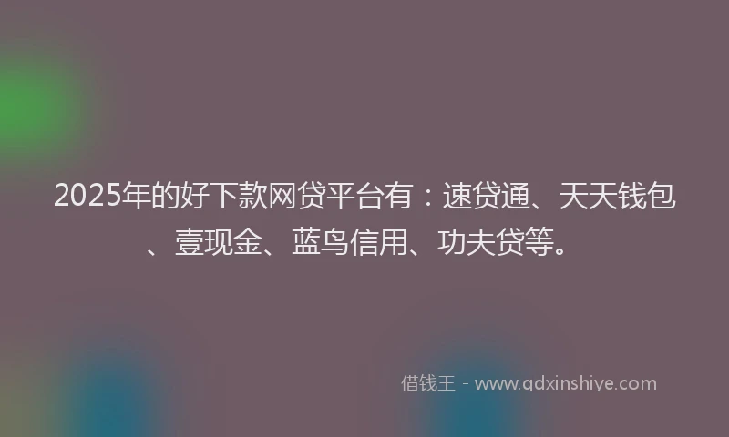 2025年的好下款网贷平台有：速贷通、天天钱包、壹现金、蓝鸟信用、功夫贷等。