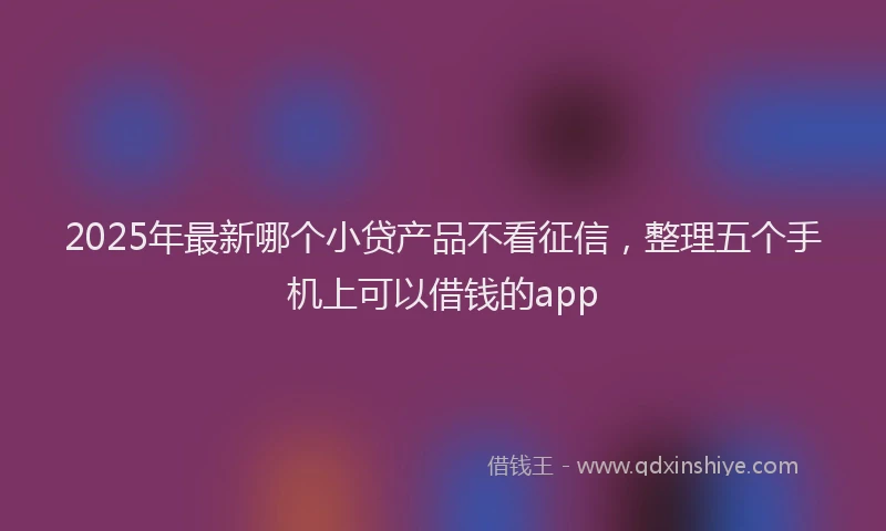 2025年最新哪个小贷产品不看征信，整理五个手机上可以借钱的app