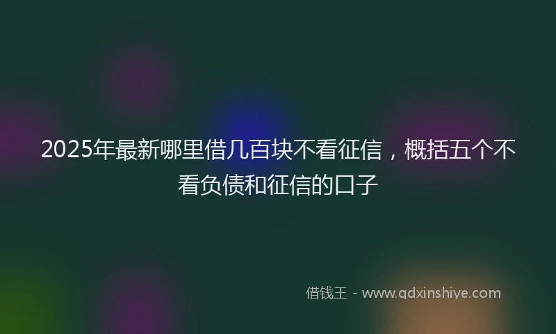 2025年最新哪里借几百块不看征信，概括五个不看负债和征信的口子