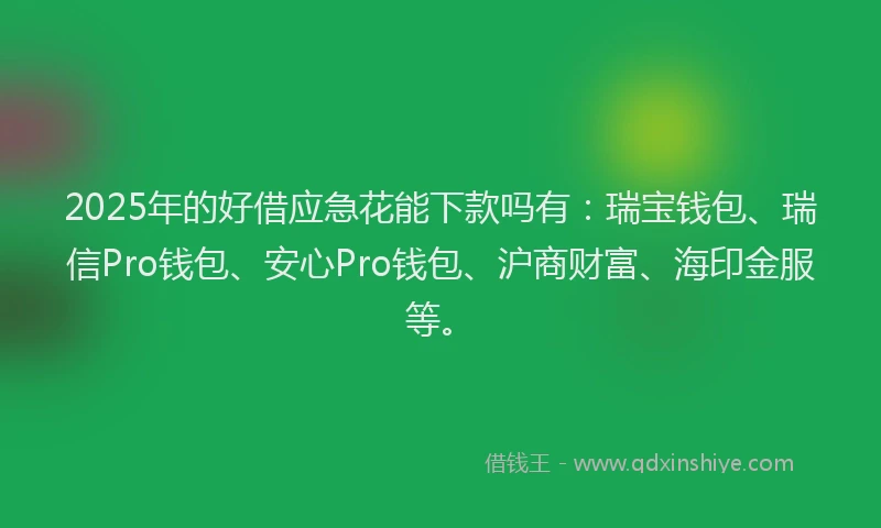 2025年的好借应急花能下款吗有：瑞宝钱包、瑞信Pro钱包、安心Pro钱包、沪商财富、海印金服等。