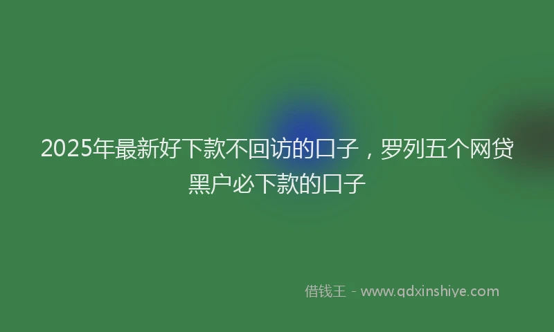 2025年最新好下款不回访的口子，罗列五个网贷黑户必下款的口子