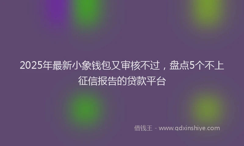 2025年最新小象钱包又审核不过，盘点5个不上征信报告的贷款平台