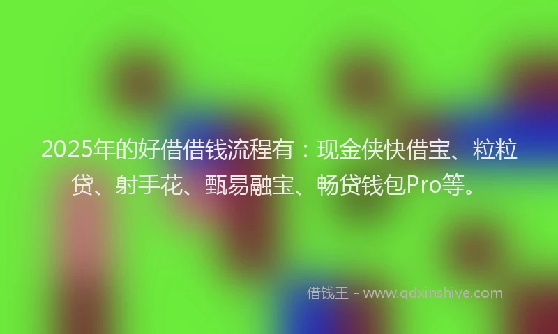 2025年的好借借钱流程有：现金侠快借宝、粒粒贷、射手花、甄易融宝、畅贷钱包Pro等。