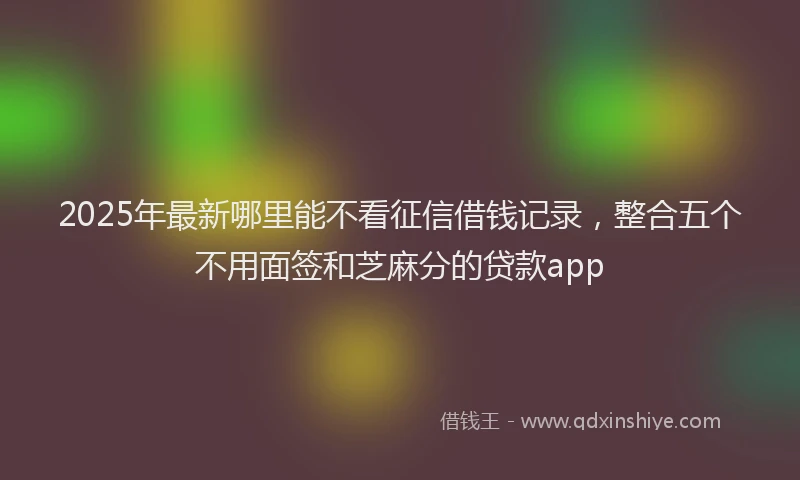 2025年最新哪里能不看征信借钱记录，整合五个不用面签和芝麻分的贷款app