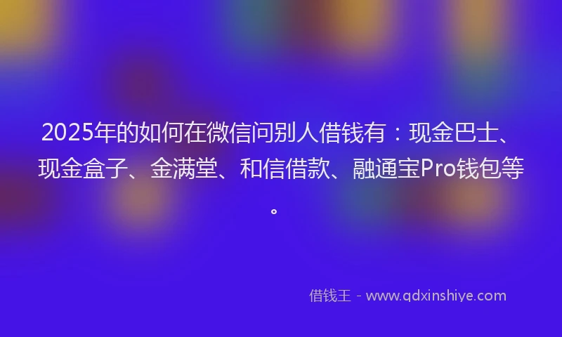 2025年的如何在微信问别人借钱有：现金巴士、现金盒子、金满堂、和信借款、融通宝Pro钱包等。