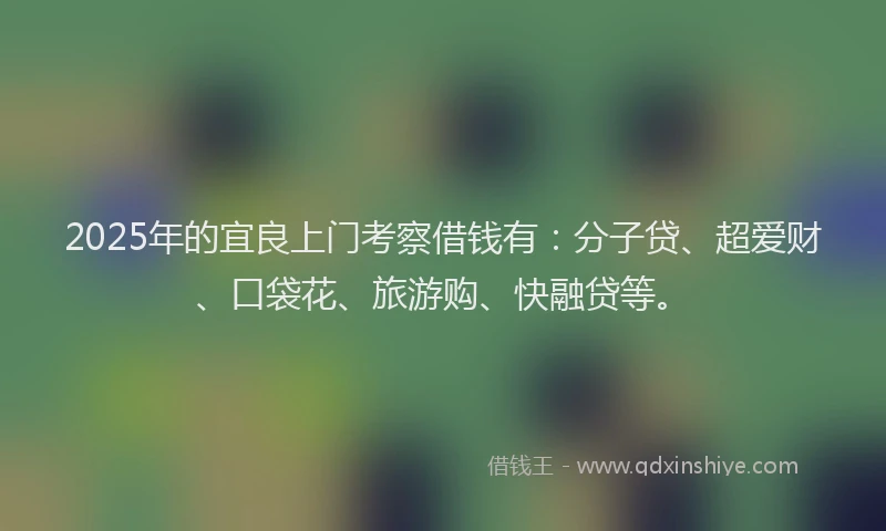 2025年的宜良上门考察借钱有：分子贷、超爱财、口袋花、旅游购、快融贷等。