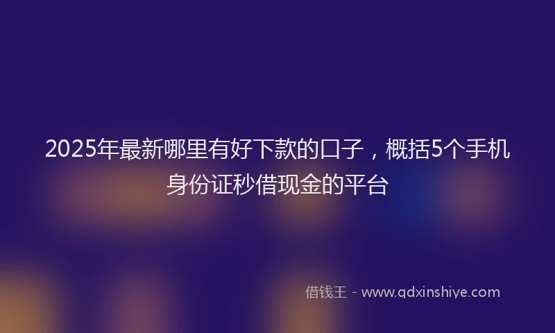 2025年最新哪里有好下款的口子，概括5个手机身份证秒借现金的平台