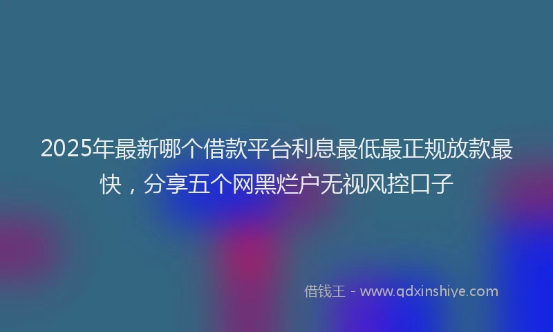 2025年最新哪个借款平台利息最低最正规放款最快，分享五个网黑烂户无视风控口子