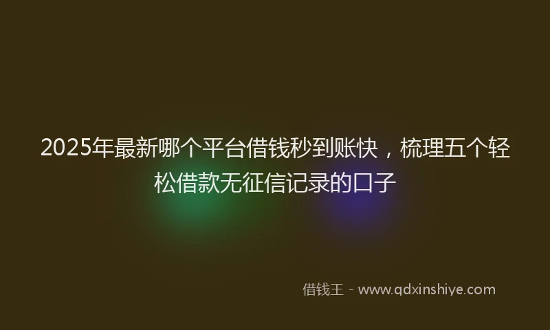 2025年最新哪个平台借钱秒到账快，梳理五个轻松借款无征信记录的口子