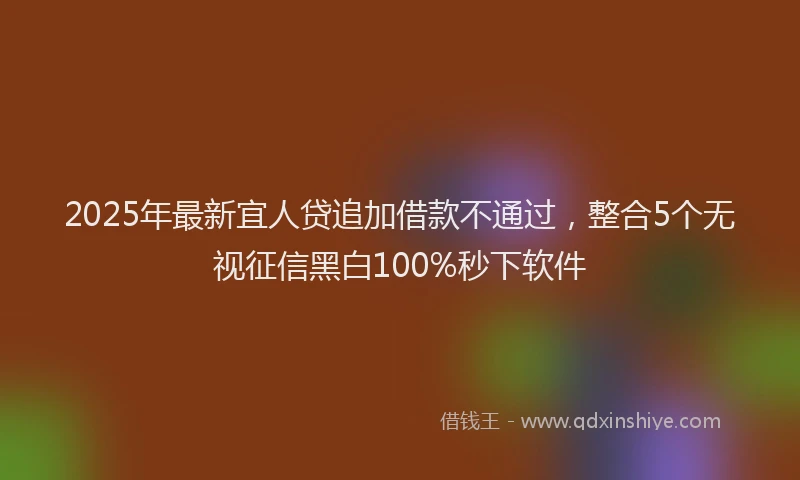 2025年最新宜人贷追加借款不通过，整合5个无视征信黑白100%秒下软件