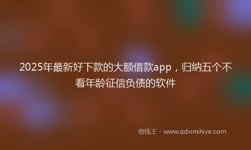 2025年最新好下款的大额借款app，归纳五个不看年龄征信负债的软件