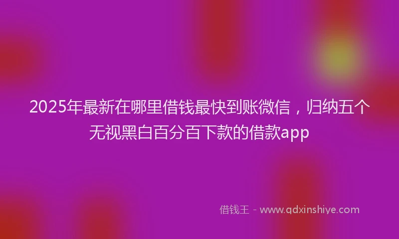 2025年最新在哪里借钱最快到账微信，归纳五个无视黑白百分百下款的借款app