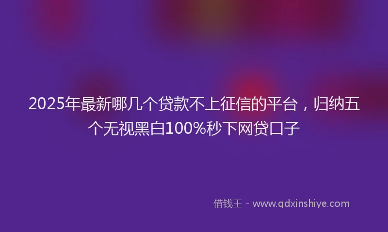 2025年最新哪几个贷款不上征信的平台，归纳五个无视黑白100%秒下网贷口子