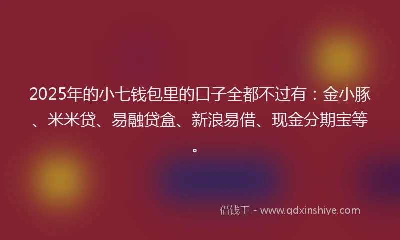 2025年的小七钱包里的口子全都不过有：金小豚、米米贷、易融贷盒、新浪易借、现金分期宝等。