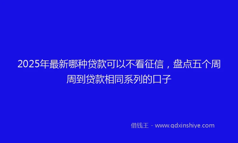 2025年最新哪种贷款可以不看征信，盘点五个周周到贷款相同系列的口子