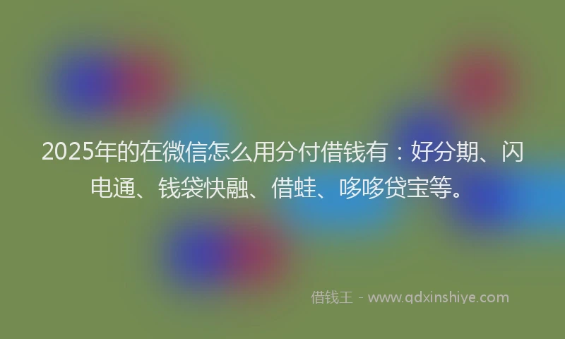 2025年的在微信怎么用分付借钱有：好分期、闪电通、钱袋快融、借蛙、哆哆贷宝等。