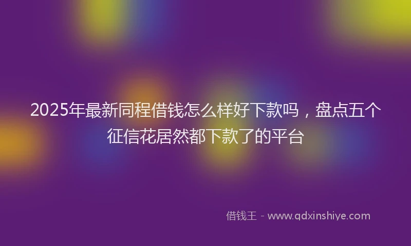 2025年最新同程借钱怎么样好下款吗，盘点五个征信花居然都下款了的平台