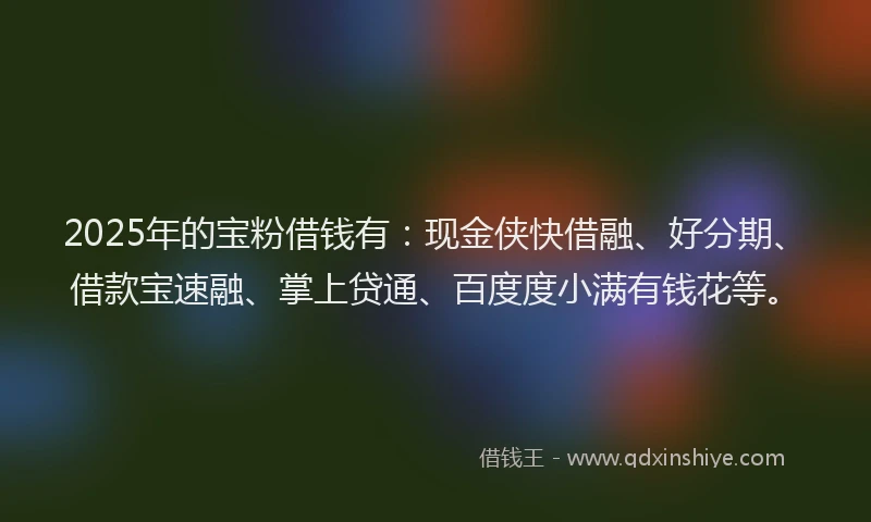 2025年的宝粉借钱有：现金侠快借融、好分期、借款宝速融、掌上贷通、百度度小满有钱花等。