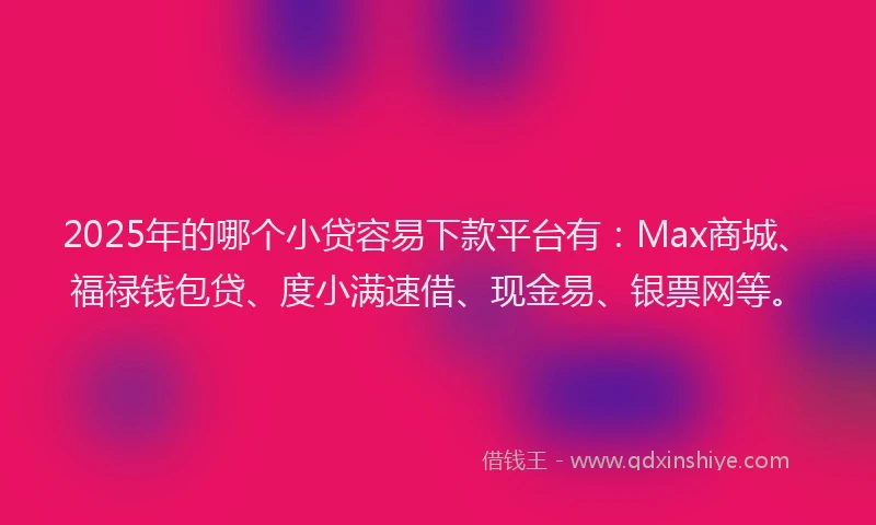 2025年的哪个小贷容易下款平台有：Max商城、福禄钱包贷、度小满速借、现金易、银票网等。