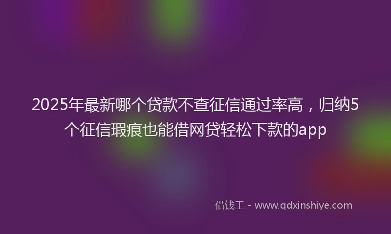 2025年最新哪个贷款不查征信通过率高，归纳5个征信瑕疵也能借网贷轻松下款的app