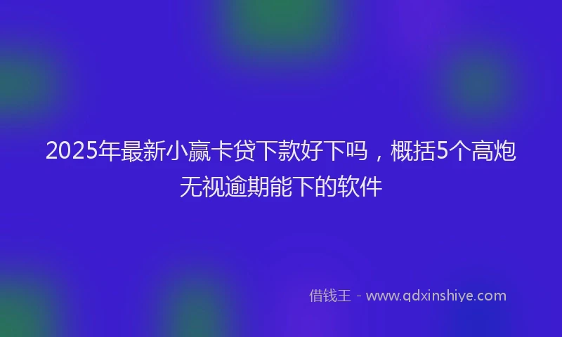 2025年最新小赢卡贷下款好下吗，概括5个高炮无视逾期能下的软件