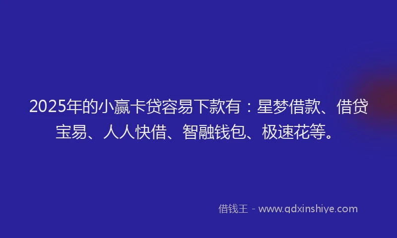 2025年的小赢卡贷容易下款有：星梦借款、借贷宝易、人人快借、智融钱包、极速花等。